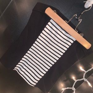 Black and white strapless top